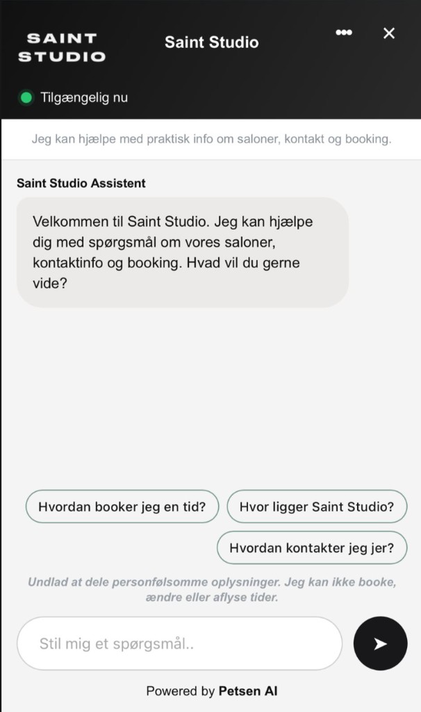 Chatbot til Saint Studio