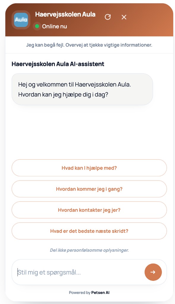 Chatbot til Hærvejsskolen Aula