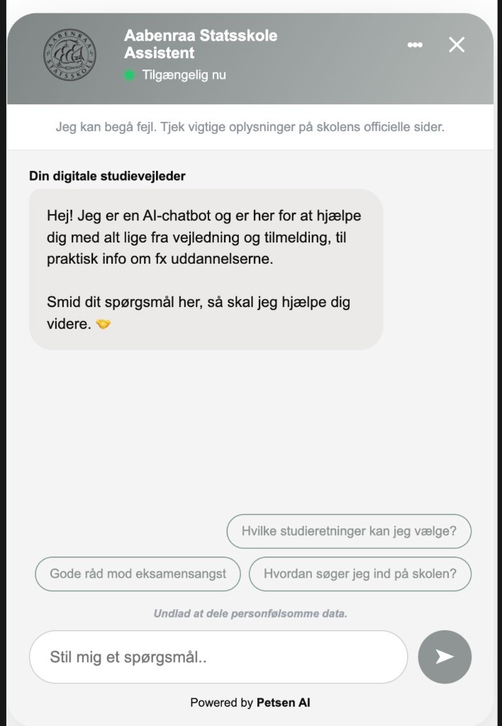 Chatbot til Aabenraa Statsskole