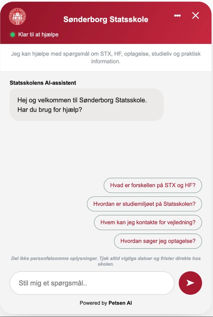 Chatbot til Sønderborg Statsskole