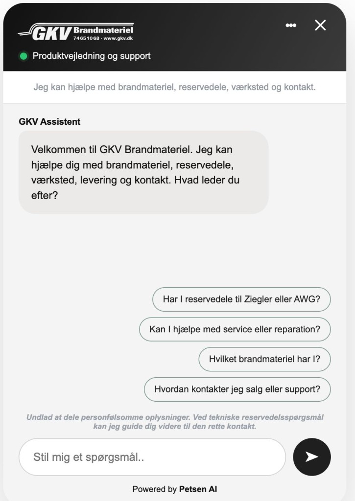 Chatbot til GKV Brandmateriel